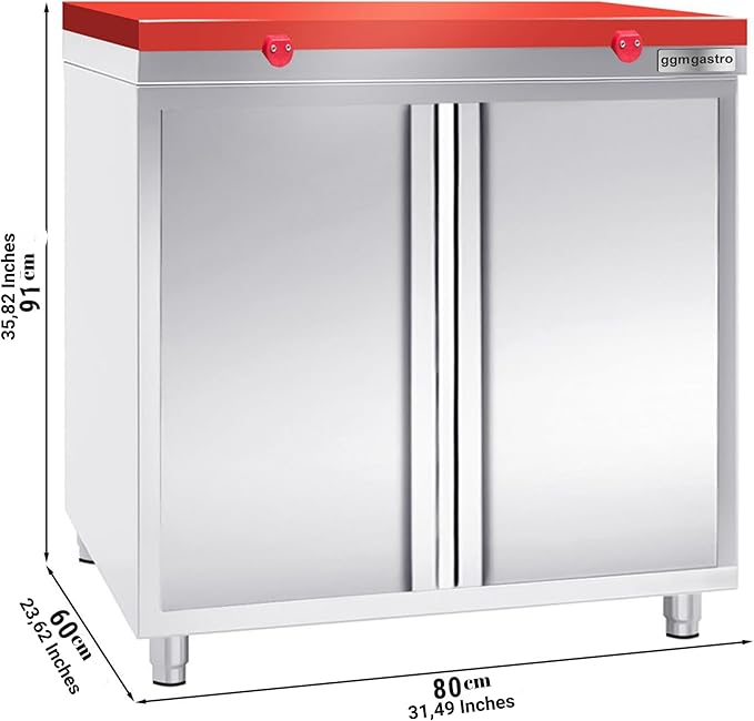 Stainless Steel Prep Table Doors - Polyethylene Table Top - Commercial Kitchen Work Table with Backsplash - Heavy Duty Commercial Work Station for Restaurant, Hotel (31.4x23.6x35.8 Inch)