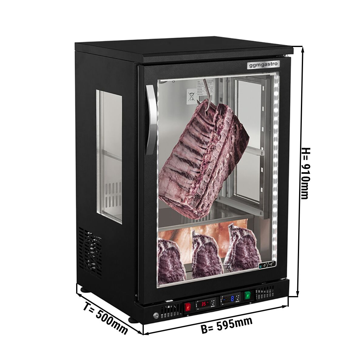 Meat Matting Cabinet 0.59 m - 1 Glass Door - Black