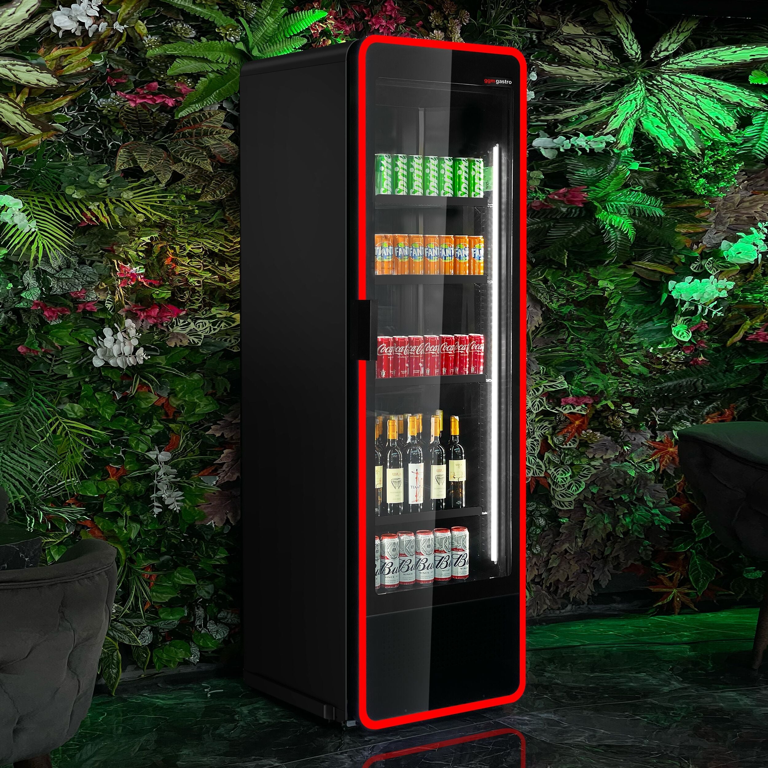 Beverage Refrigerator - 550 Lt. - Adjustable LED Light - Frameless Design - 1 glass door
