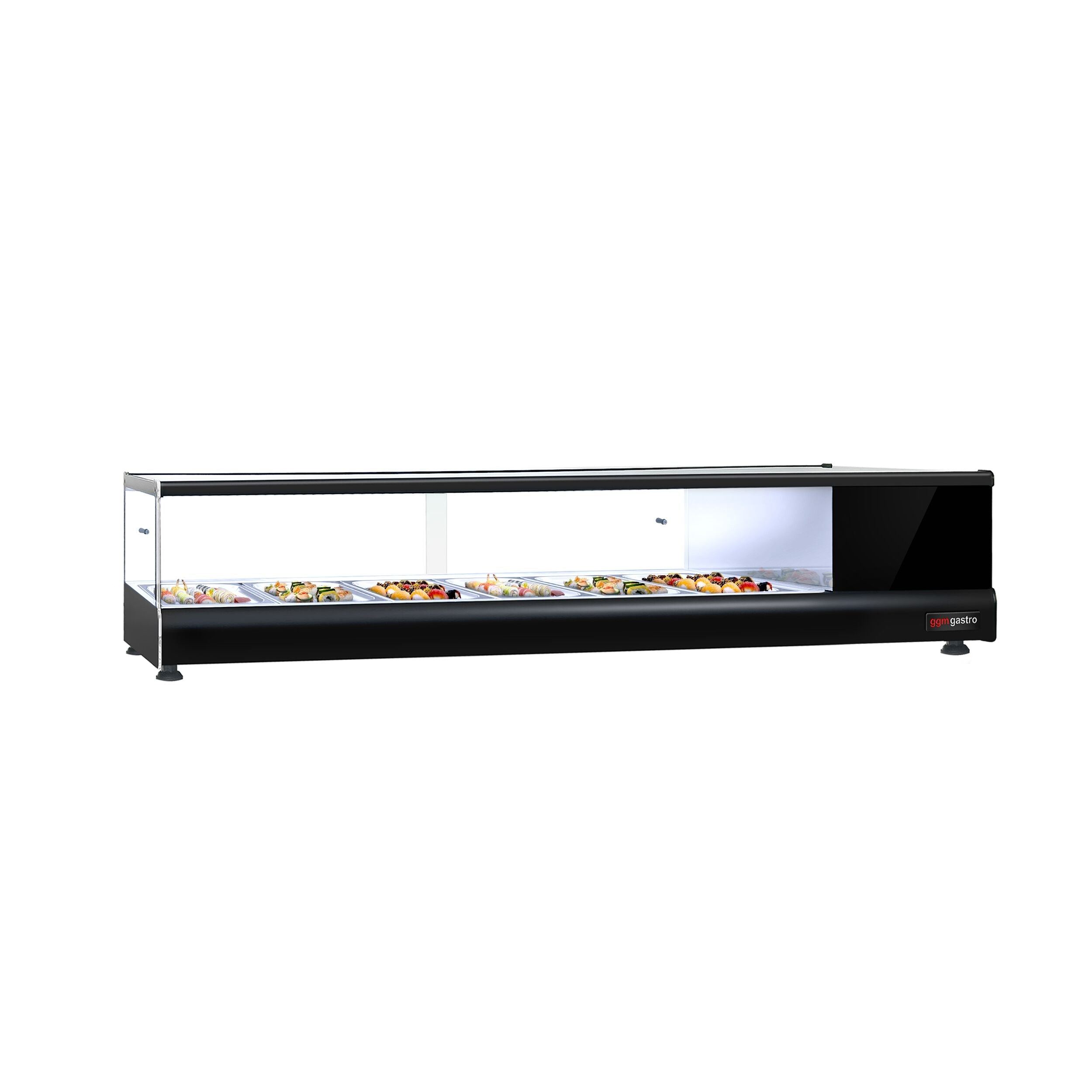 Cooled sushi showcase premium- 1376x405 mm- 6 x gn 1/3- Black