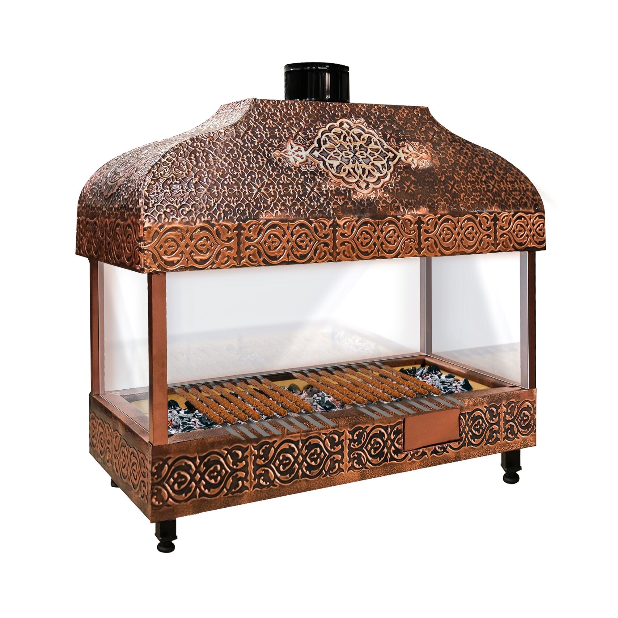 Wood Coal Copper Grill -1000mm - Glass