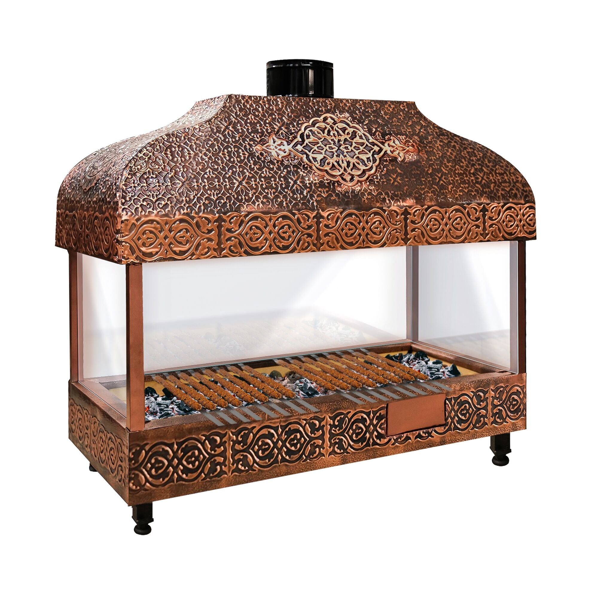 Wood Coal Copper Grill - 1200mm - Glass