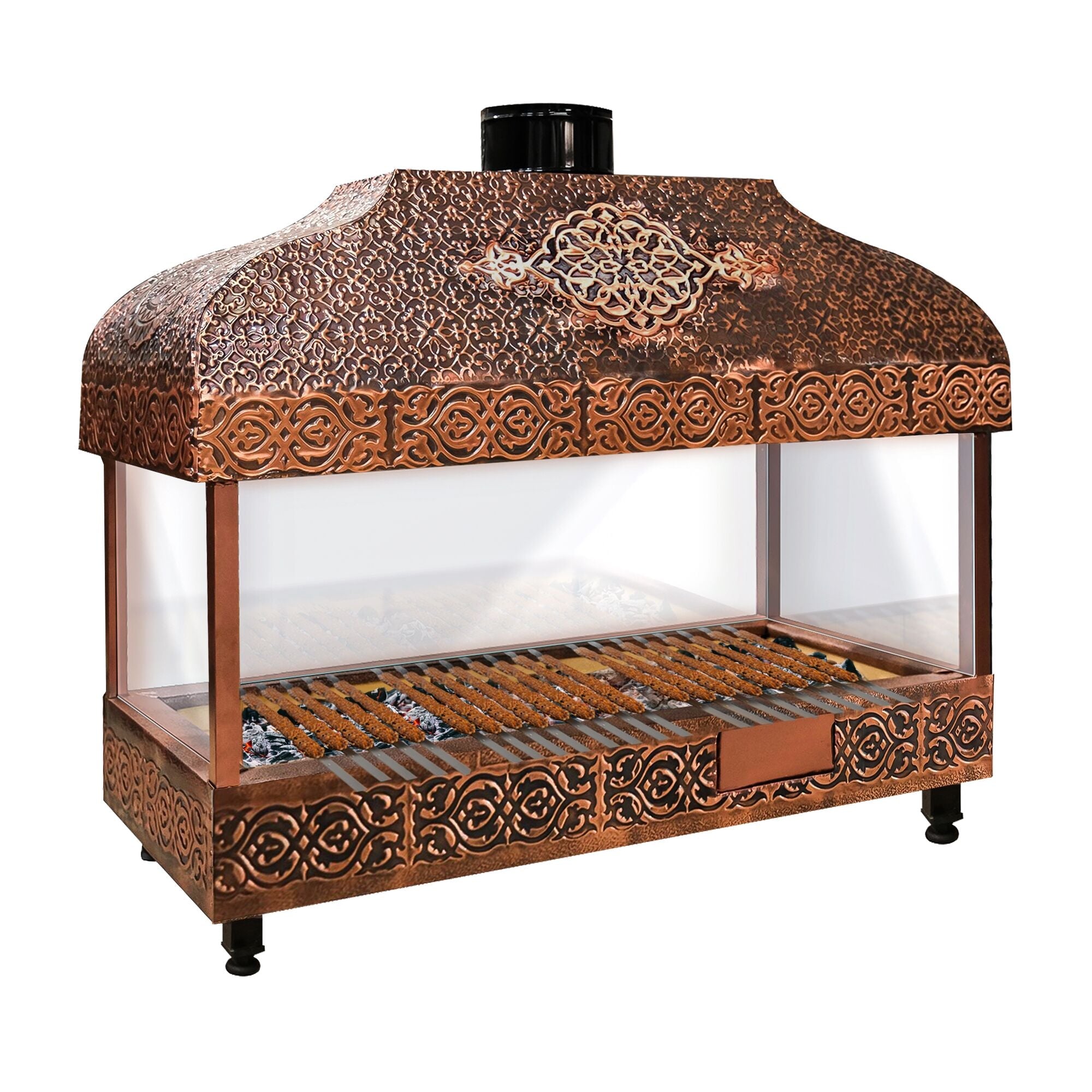 Wood Coal Copper Grill - 1500mm - Glass