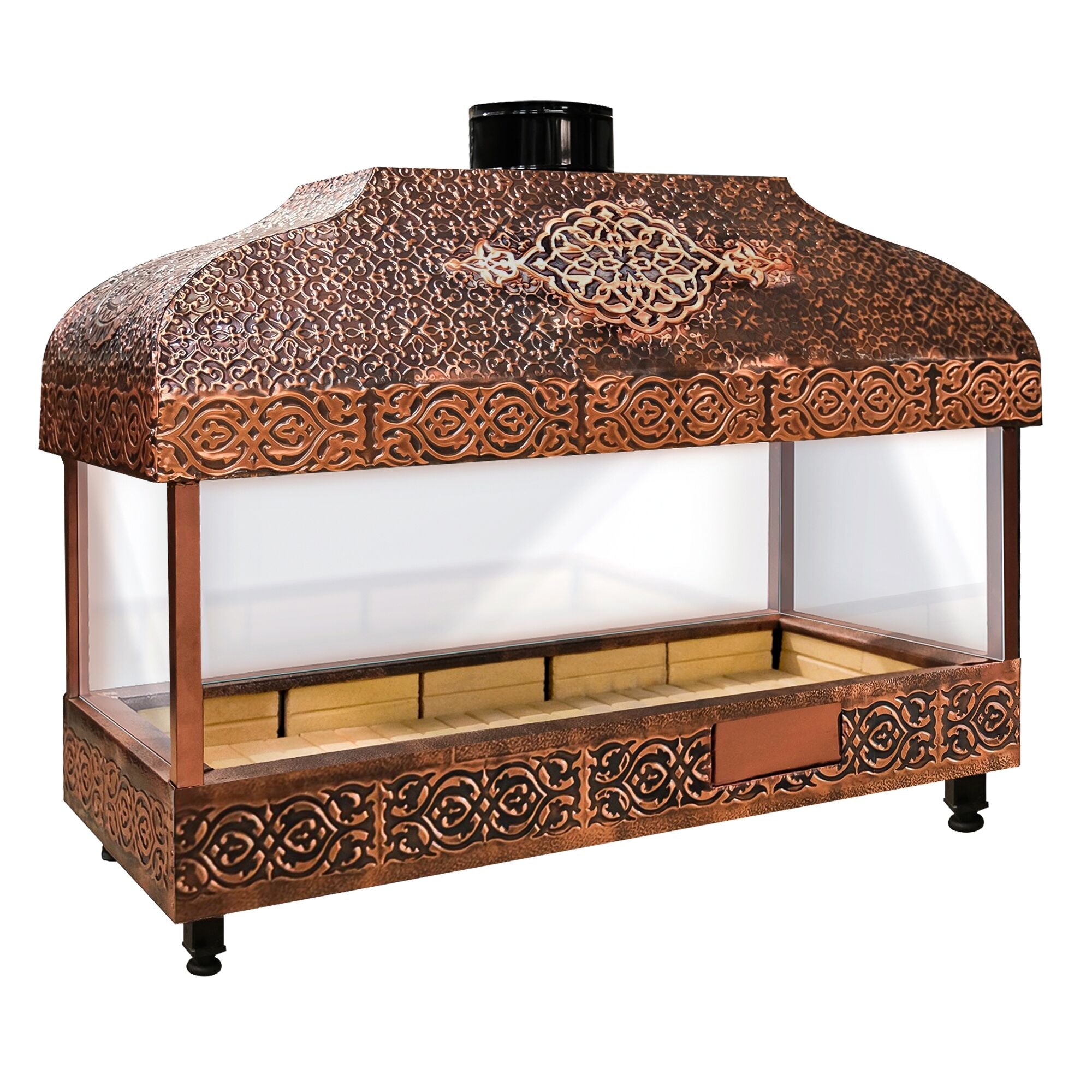 Wood Coal Copper Grill - 2000mm - Glass