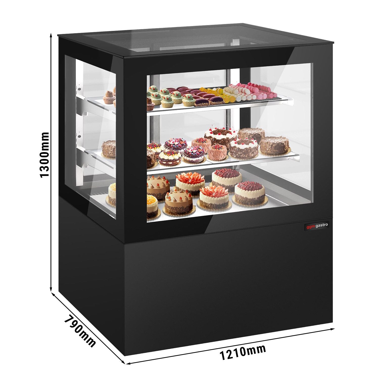Cake display cabinet - 1210mm - LED lighting & 2 shelves