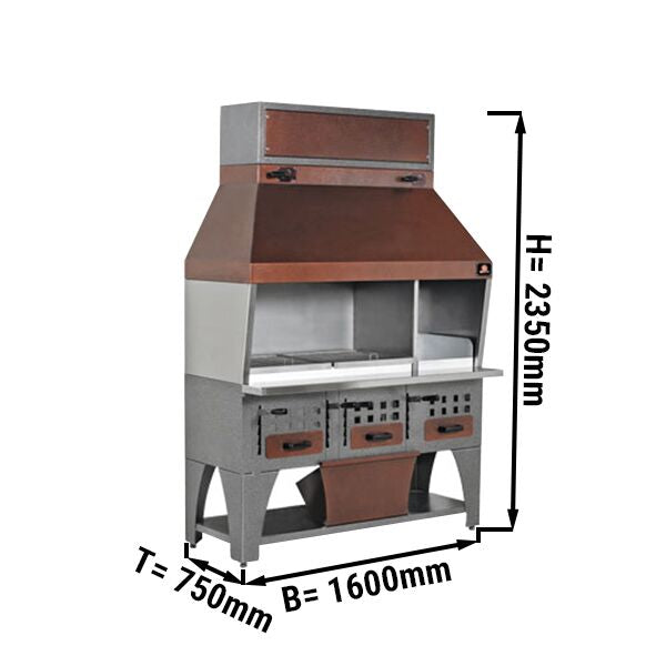 Wall Mounted Coal Grill - 1.6m