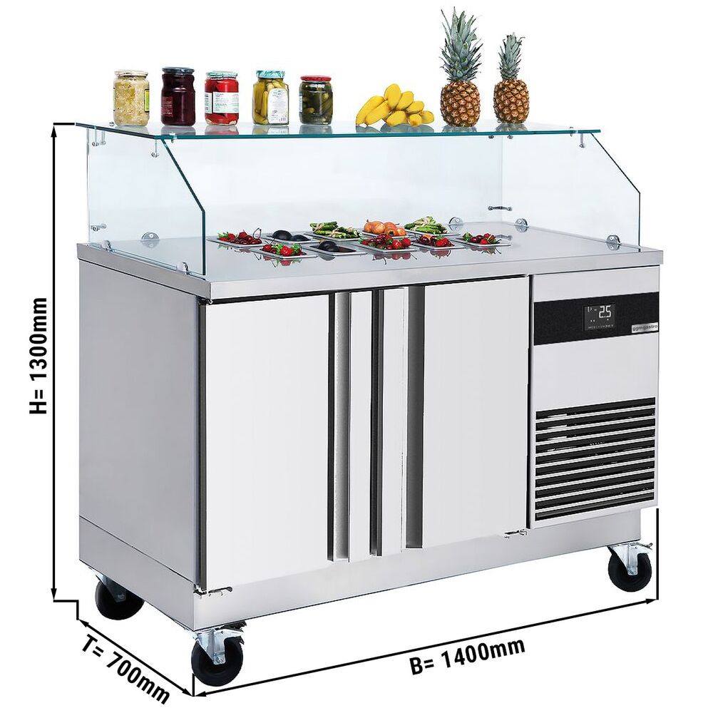 SALADET PREMIUM - 1400mm - 2 Doors - for 6x GN 1/6 - angular glass plug -in