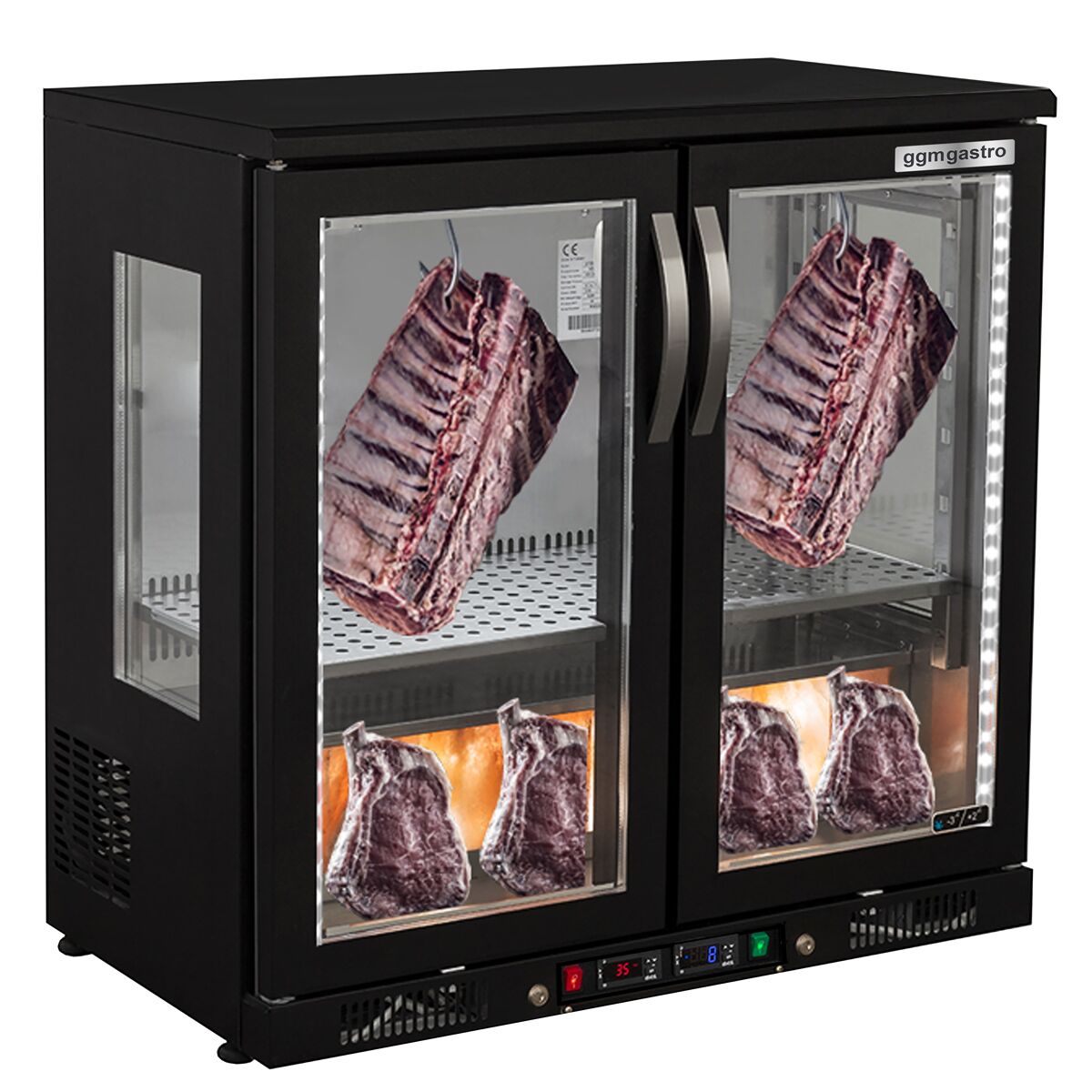 Meat Maturation Cabinet 0.92 M - Two Glass Doors - Black